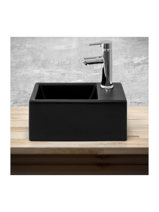 ML-Design Επικαθήμενος Νιπτήρας Κεραμικός 35.5x20.5x12.5cm Μαύρος