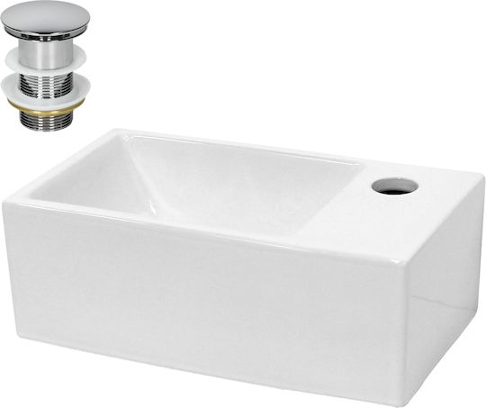 ECD Germany An der Wand montiert Aufgesetztes Waschbecken Keramik 35x20.5x12.5cm Weiß