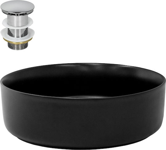 ML-Design Aufgesetztes Waschbecken Keramik 36x36x12cm Schwarz