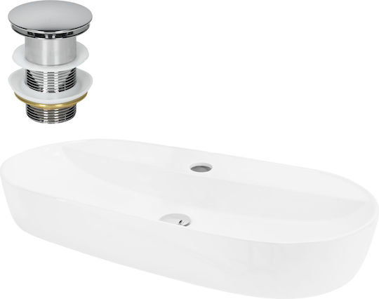 ML-Design Επικαθήμενος Νιπτήρας Κεραμικός 80x40x12cm Λευκός