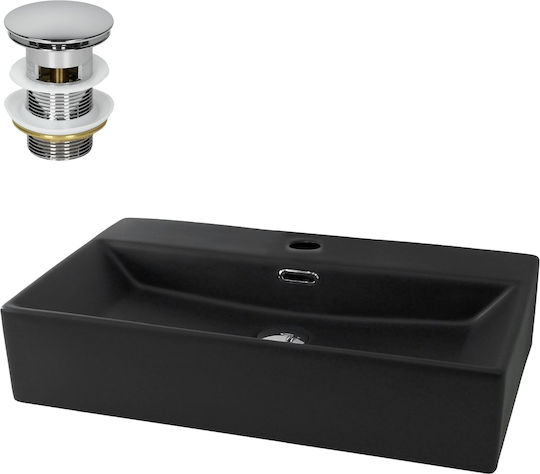 ML-Design An der Wand montiert Aufgesetztes Waschbecken Keramik 60x36.5x13cm Schwarz