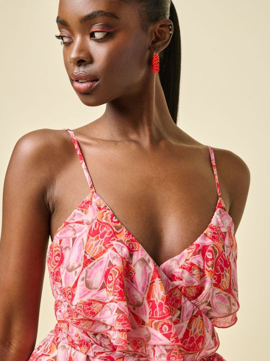 Summer Mini Slip Dress Wrap with Ruffles Floral