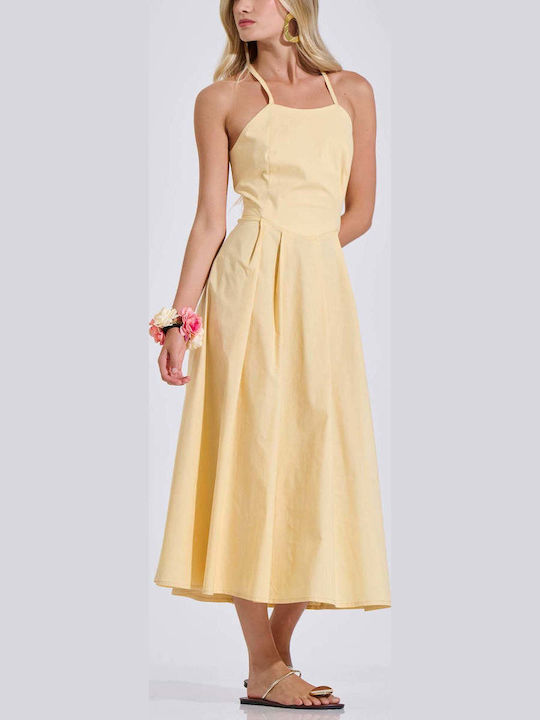 Summer Midi Slip Dress Yellow