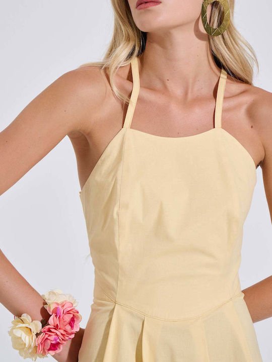 Summer Midi Slip Dress Yellow