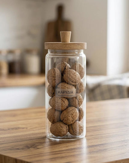 AGC Set 2 Pieces General Use Glass Transparent Jars with Lid 9x9x23.5cm 2 Pieces