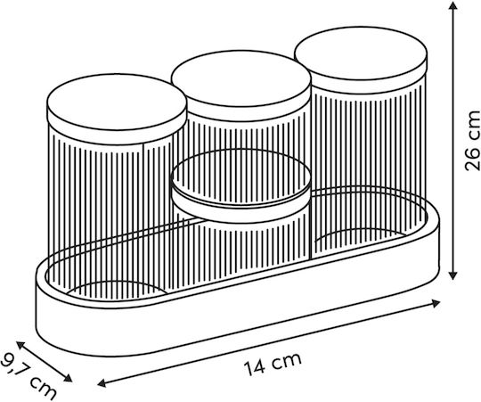 5Five Set 4 Bucăți Vaze pentru Cafea / Zahăr / Cereale cu Plută și Suport Sticlă Maro 9,7 cm 4 Bucăți