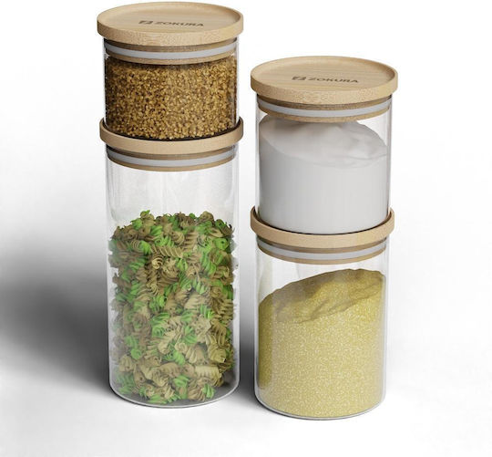 Zokura General Use Jar with Lid Wooden Transparent 700ml