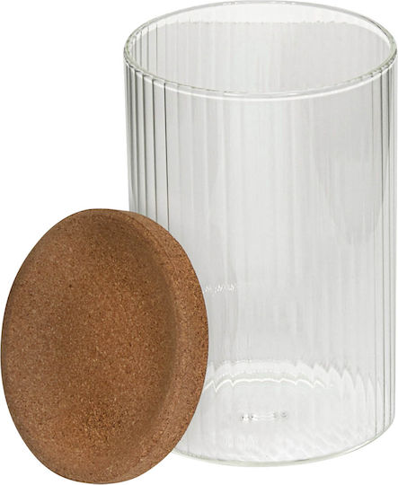 Marva Set 2 Pieces General Use Glass Vases with Cork Transparent 13.6x9.6x17.6cm