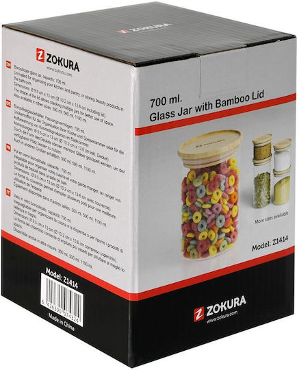 Zokura General Use Jar with Lid Wooden Transparent 700ml