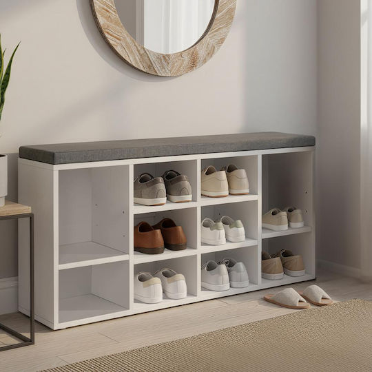 Mobilier de Intrare cu Dulap pentru Pantofi & Bancă Alb 104x30x48buc