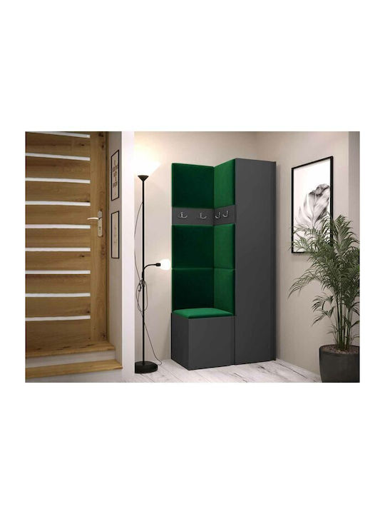Hartford 348 Mobilier de Intrare cu Oglindă & Cuier Graphite 82x44x186cm