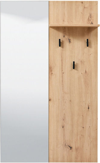 Sardinia OG GIV Entry Furniture with Mirror & Hanger Oak / Black 79x19.5x132.5cm
