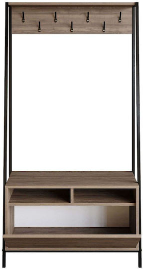 Devin Mobilier de Intrare cu Dulap pentru Pantofi Walnut-black 94x35.3x180cm