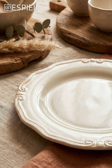 Espiel Tiffany Farfurie joasă Ceramică Bej cu Diametru 25cm 6buc