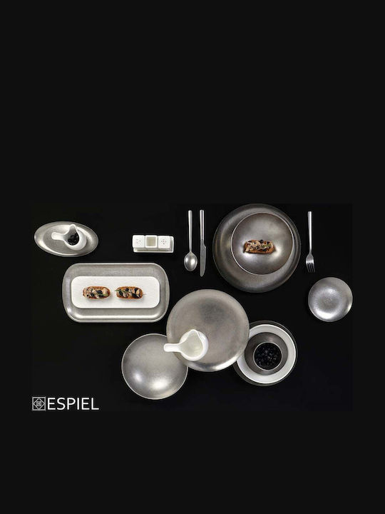 Espiel Snow Shallow Rectangular Plate Inox Gray 33x16.5cm