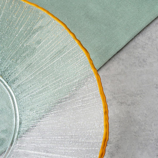 Home&Styling Collection Πιάτο Ρηχό Γυάλινο Χρυσό με Διάμετρο 28cm