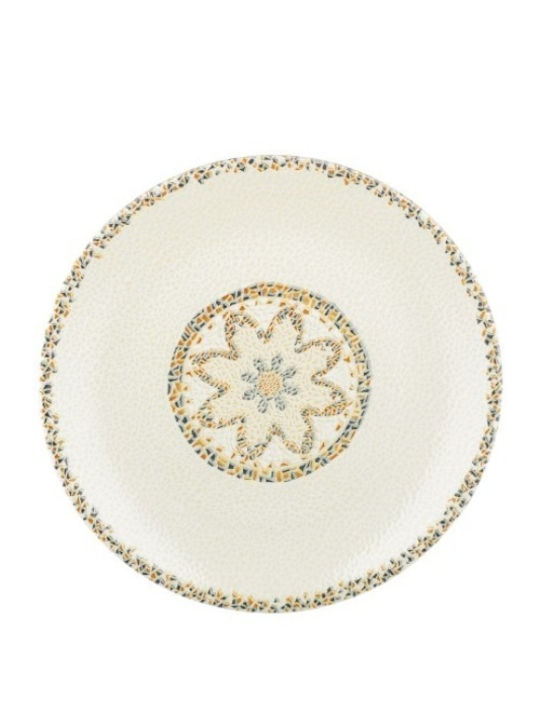 By Bone Tessera Plate Shallow made of Porcelain Beige with Diameter 21cm 12pcs