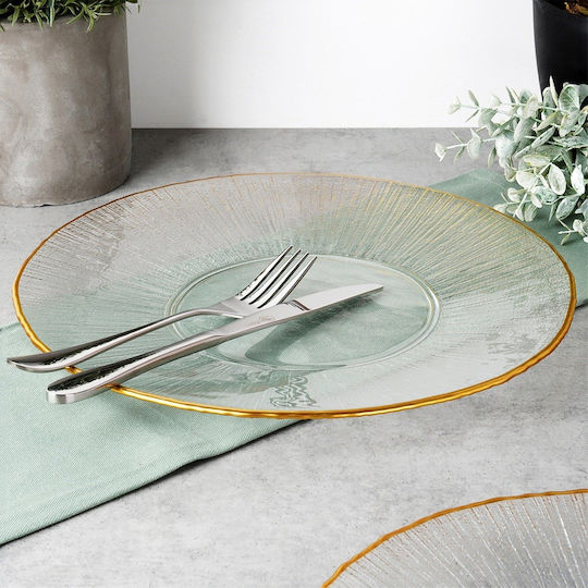 Home&Styling Collection Gold Shallow Serving Plate with Diameter 32cm