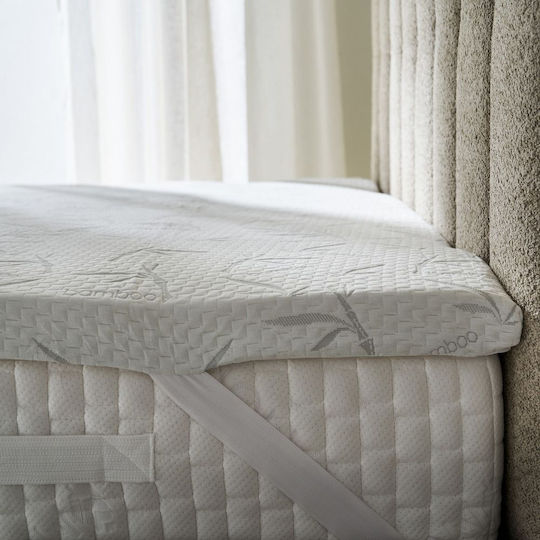 La Luna Mattress Topper Easy Rest Double Memory Foam with Bamboo Fibers , Removable Cover & Elastic Straps 140x200x5cm