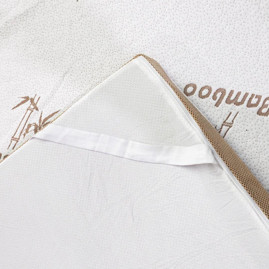 Como felt & wadding producers Mattress Topper Double Memory Foam with Bamboo Fibers Removable Cover & Straps 150x200x4cm