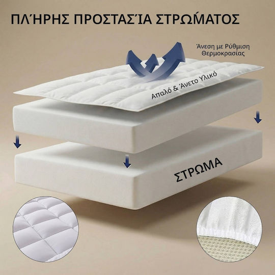 Alpha-Market Microfiber Mattress Topper Single Microfiber Strapped 90x200cm