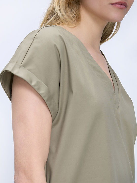 Sommer Mini Damenkleid Khaki