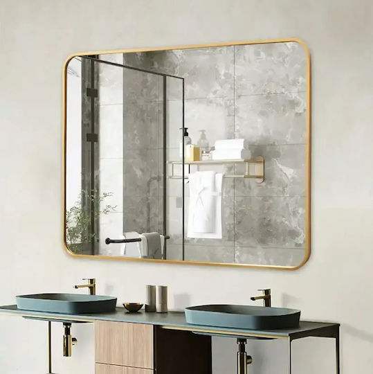 Rechteckiger Badezimmerspiegel aus Metall 75x50cm Gold