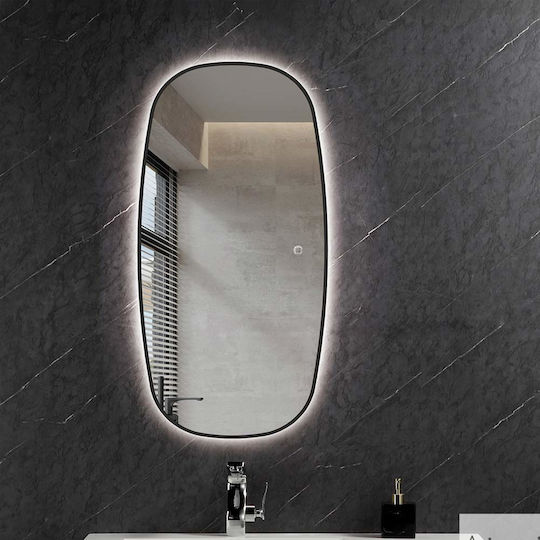 Luminor Zen Правоъгълно Огледало За Баня LED 45x95см Черно