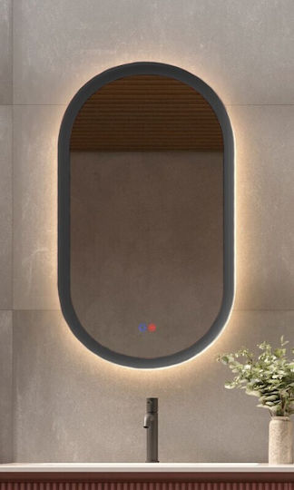 Imex Oval Badezimmerspiegel LED aus Metall 50x90cm Grau
