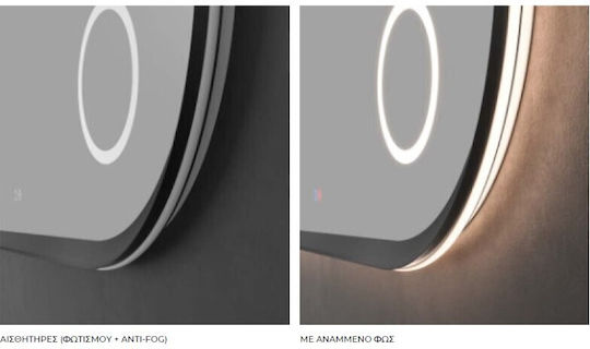 Imex Οβάλ Καθρέπτης Μπάνιου Led 120x60cm Καφέ