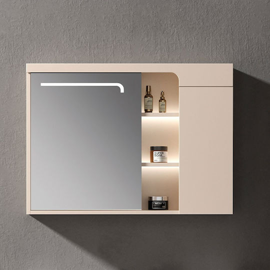 Martin Badezimmerspiegel Led aus Sperrholz mit Schrank 90x70cm