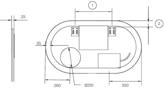 Imex Indiana Vergrößerung Oval Badezimmerspiegel LED aus Kunststoff 120x60cm