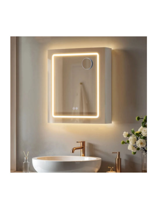 Tema Badezimmerspiegel Led aus MDF 60x60cm Weiß