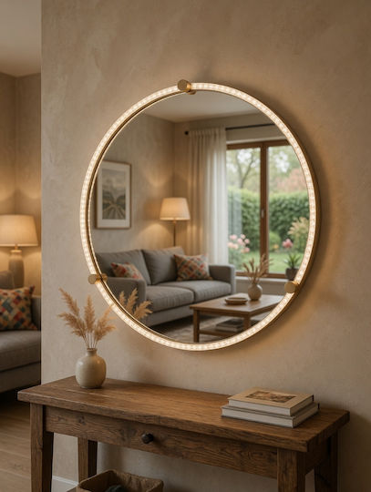 Martin Home Στρογγυλός Καθρέπτης Μπάνιου Led Αφής 70x70cm Λευκός