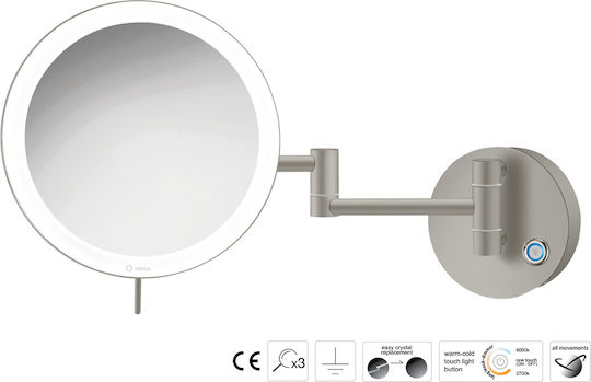 Sanco Magnifying Round Led Bathroom Mirror with Metal Frame 104x104cm