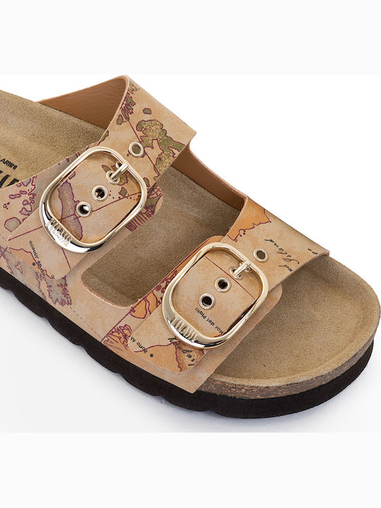 Damen Flache Sandalen Tabac