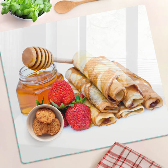 Glass Kitchen Chopping Board Print Tempered Glass Delicious Pancakes 60x52 Cm