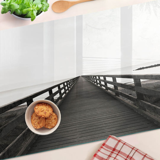 Multipurpose Glass Kitchen Board Tempered Glass Wooden Pier 80x52 Cm