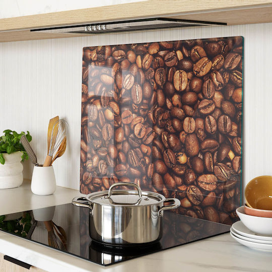 Placă De Bucătărie Din Sticlă Imprimată Sticlă Temperată Boabe De Cafea 60x52 Cm