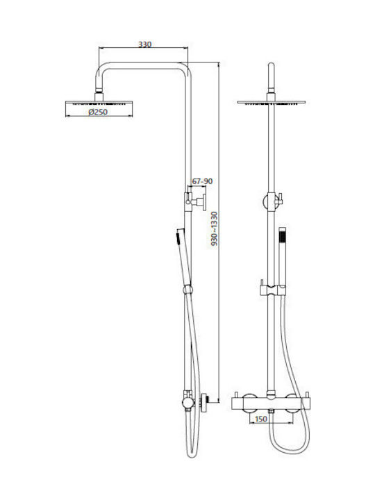 Piccadilly Mxx3c Coloană De Duș Cu Mixer De Cadă Argintie Piccadilly Mxx3c Coloană De Duș Cu Mixer De Cadă Argintie