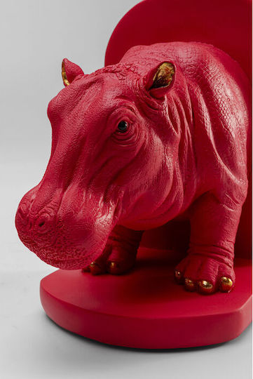 Rhino Party Book End Holders Polyresin Pink Set 2 Pieces 13x19.5x31cm