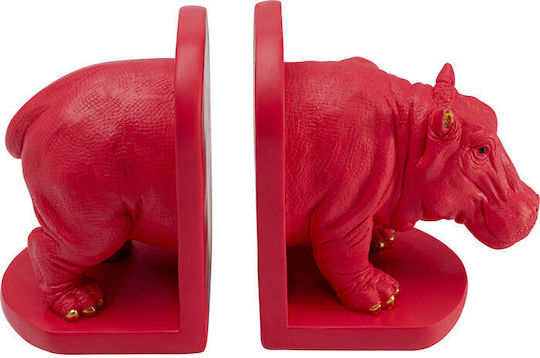 Rhino Party Book End Holders Polyresin Pink Set 2 Pieces 13x19.5x31cm