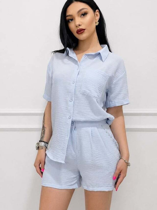 Set Pentru Femei cu Pantaloni Scurți Baby Blue