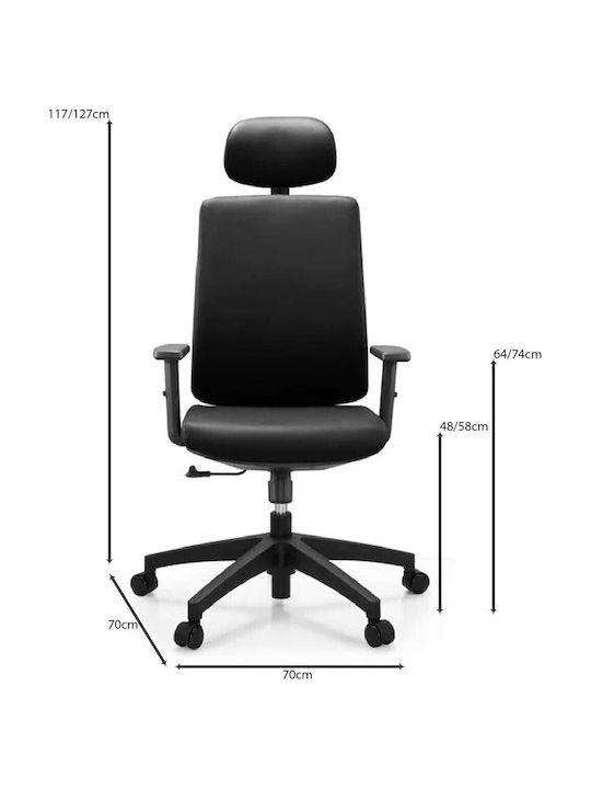Woodwell Bf8200 Καρέκλα Διευθυντική με Μπράτσα Μαύρο