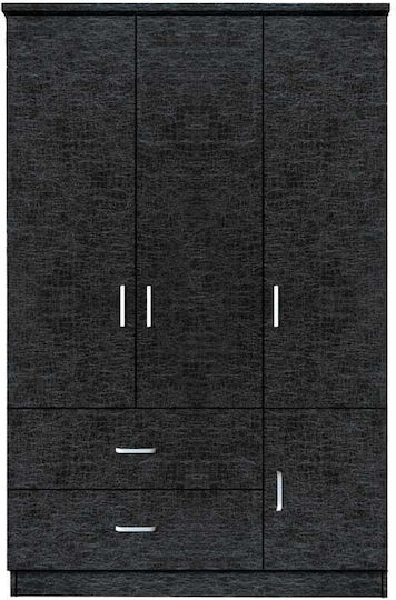 Dreifachtür Kleiderschrank Tuberosa Black Velvet-Black Metal 120x50x180cm