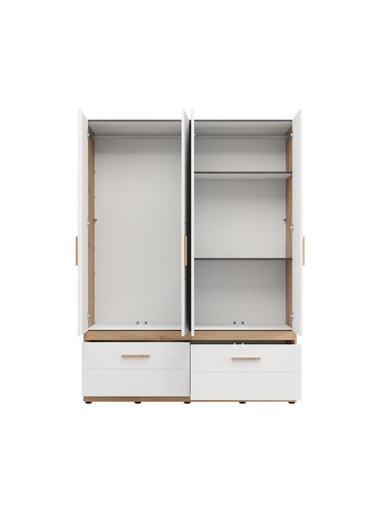 Four Door Wardrobe with Mirror 155x52x208cm