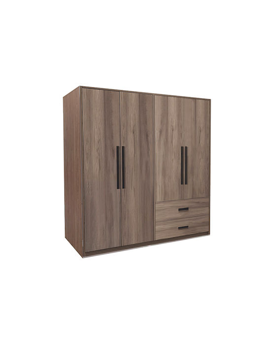 Four Door Wardrobe Edritte Walnut 160x52x195cm