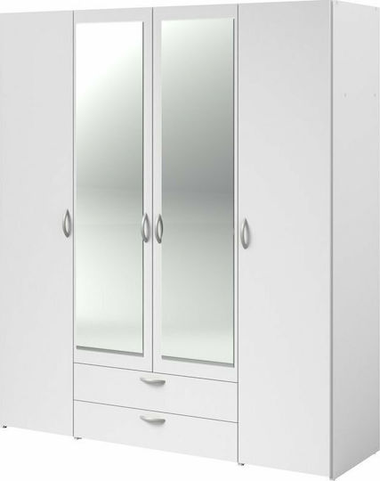Dorm Τετράφυλλη Ντουλάπα με Καθρέπτη 159.9x51.4x185.4cm Λευκό Dorm Τετράφυλλη Ντουλάπα με Καθρέπτη 159.9x51.4x185.4cm Λευκό