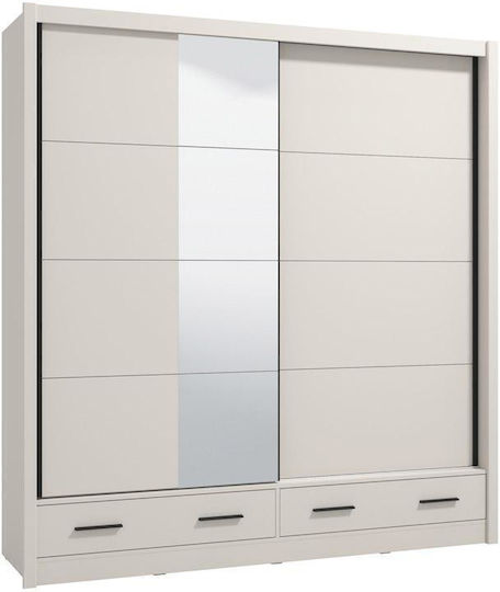 Albi Δίφυλλη Ντουλάπα Συρόμενη με Καθρέπτη 205x60x216cm