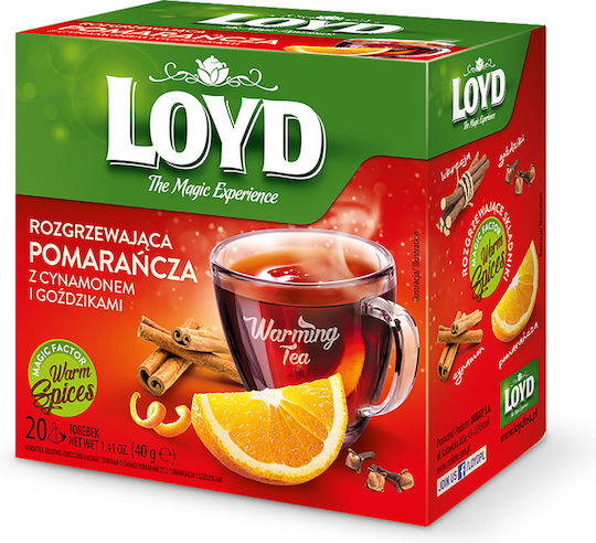 Loyd Warming Orange Flavor Tea Cinnamon Cloves Pyramid Tea Bags 20 Pieces